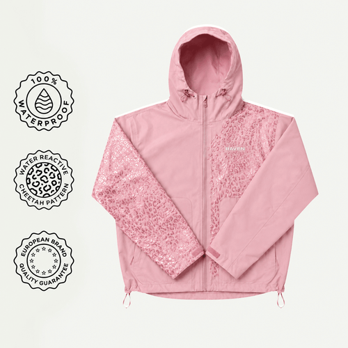 Water Reactive Cheetah Rain Jacket - Pink