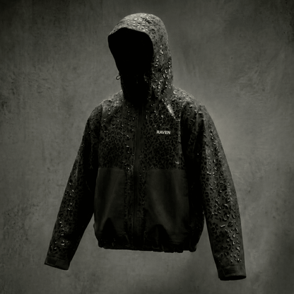Water Reactive Cheetah Rain Jacket - Black