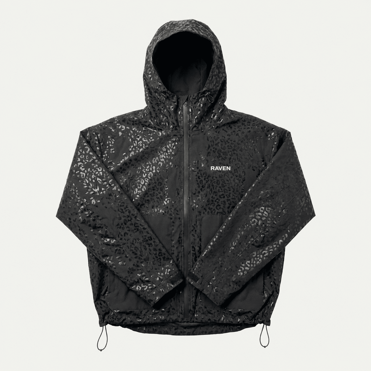 Water Reactive Cheetah Rain Jacket - Black