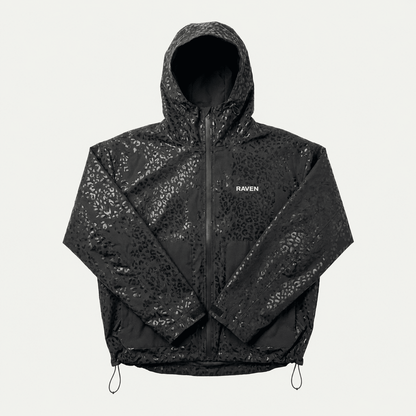 Water Reactive Cheetah Rain Jacket - Black