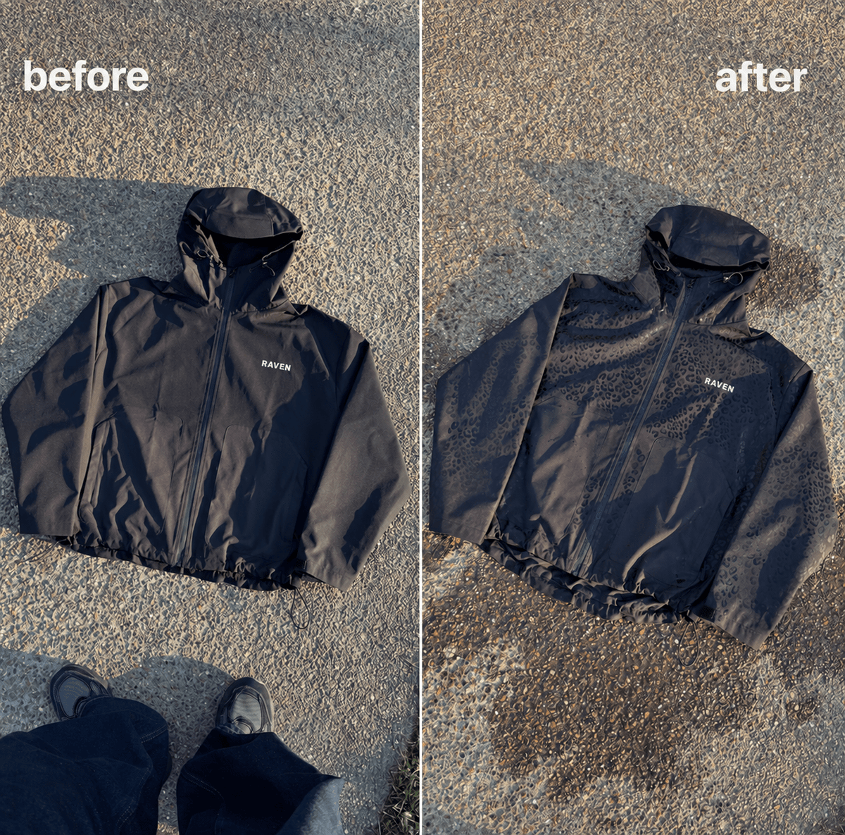 Water Reactive Cheetah Rain Jacket - Black
