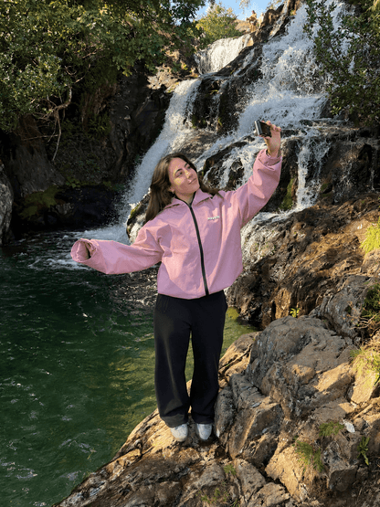 Water Reactive Cheetah Rain Jacket - Pink