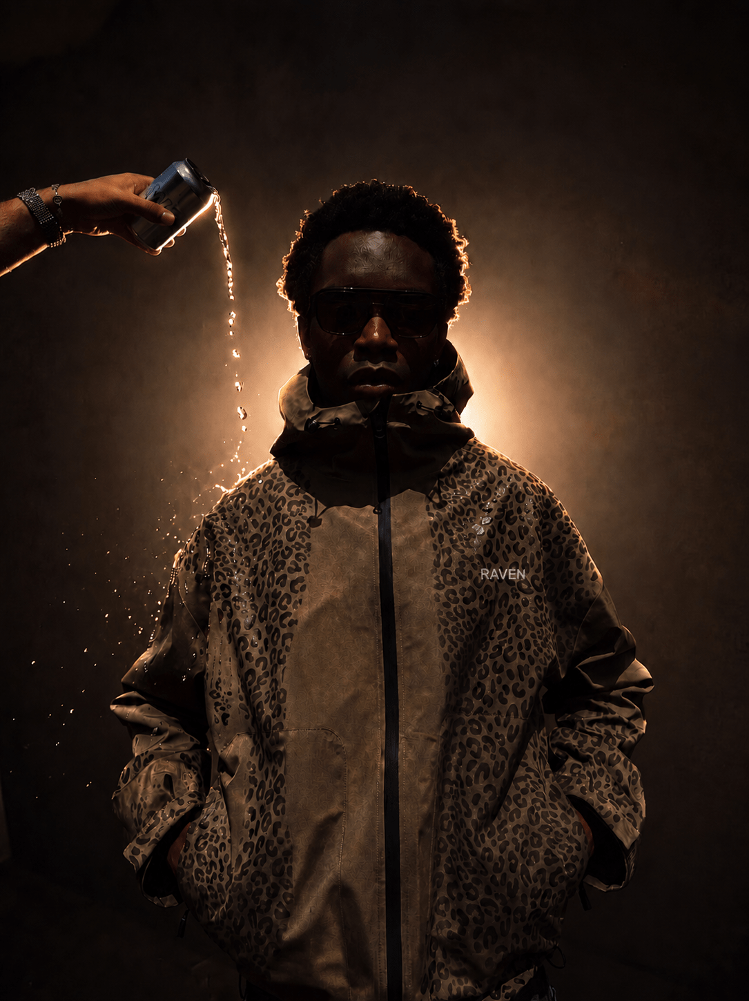 Water Reactive Cheetah Rain Jacket - Green