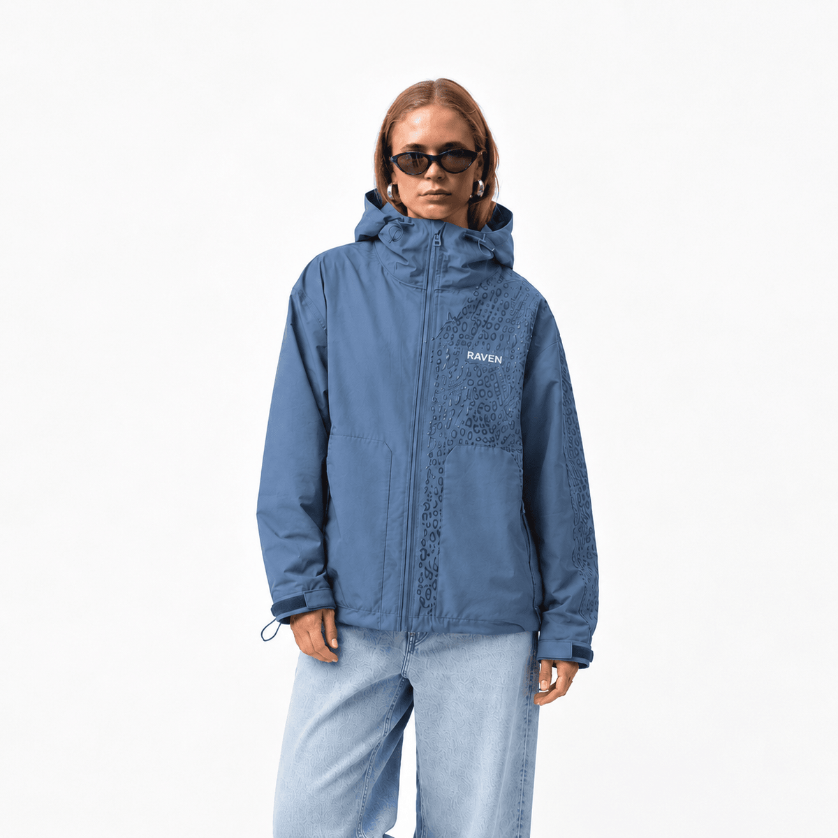 Water Reactive Cheetah Rain Jacket - Blue