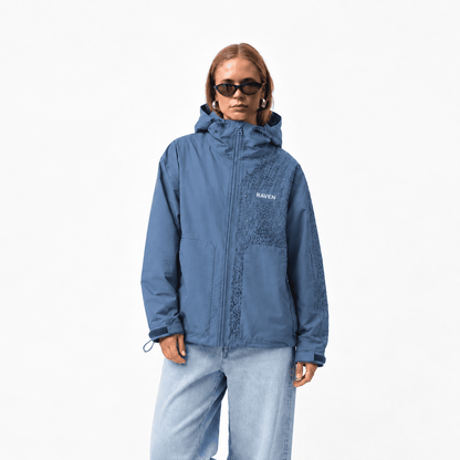 Water Reactive Cheetah Rain Jacket - Blue
