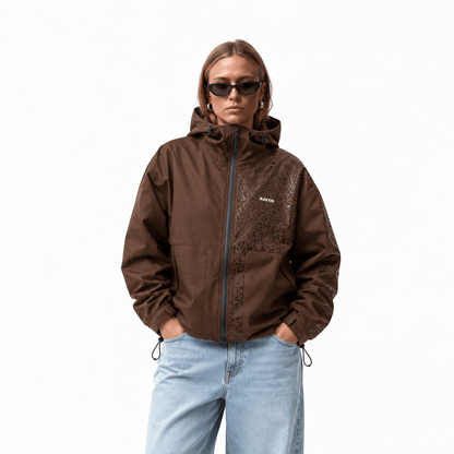 Water Reactive Cheetah Rain Jacket - Brown