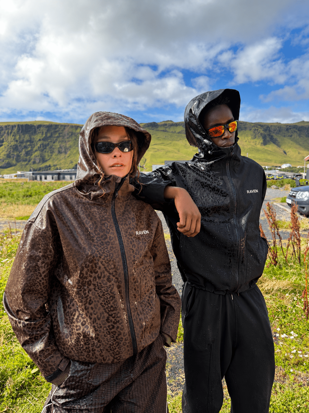 Water Reactive Cheetah Rain Jacket - Brown