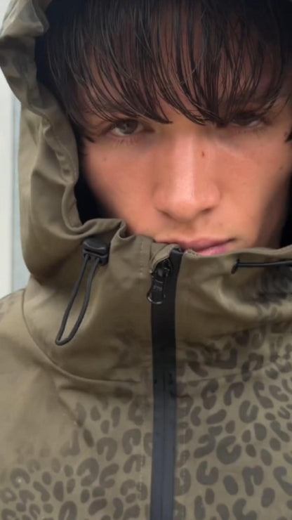 Water Reactive Cheetah Rain Jacket - Green