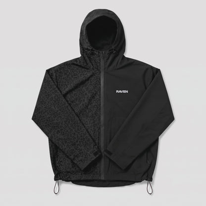 Water Reactive Cheetah Rain Jacket - Black