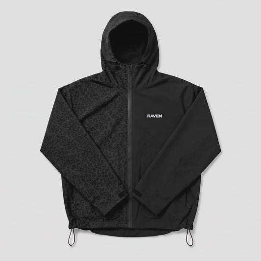 Water Reactive Cheetah Rain Jacket - Black