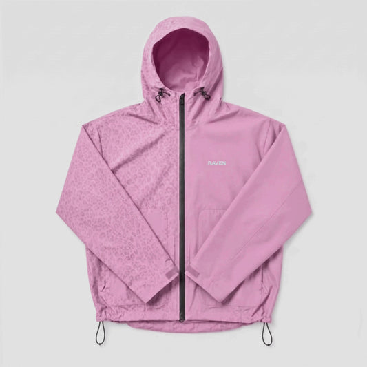 Water Reactive Cheetah Rain Jacket - Pink