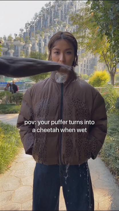 Water Reactive Cheetah Puffer - Brown