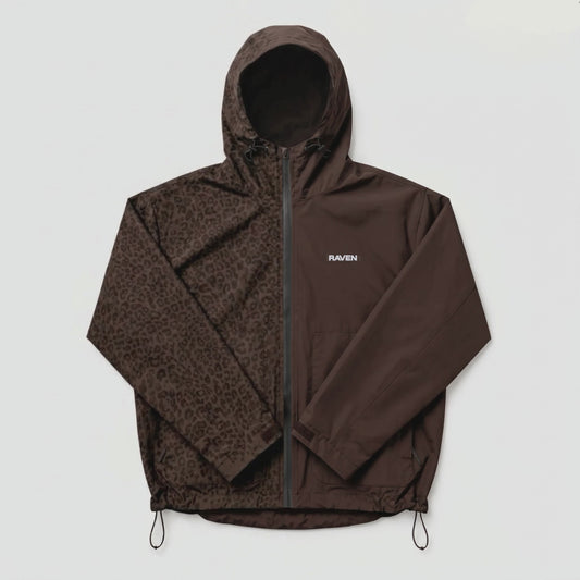 Water Reactive Cheetah Rain Jacket - Brown