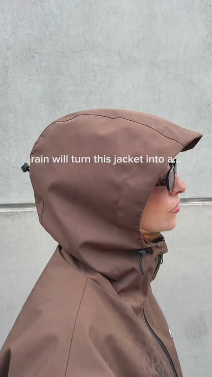 Water Reactive Cheetah Rain Jacket - Brown