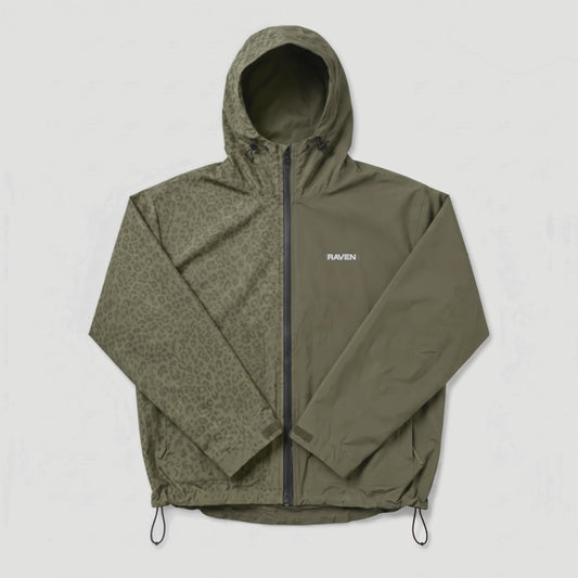 Water Reactive Cheetah Rain Jacket - Green